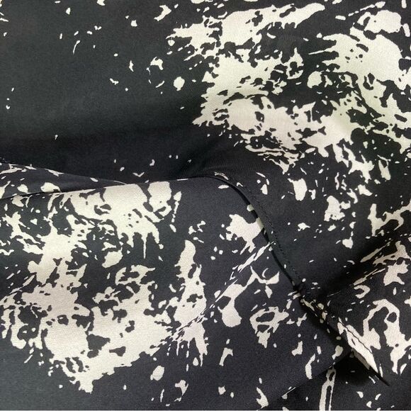 Parker Black and White Patterned Silk Dress Size Small Long Sleeve V Neck - Picture 8 of 12